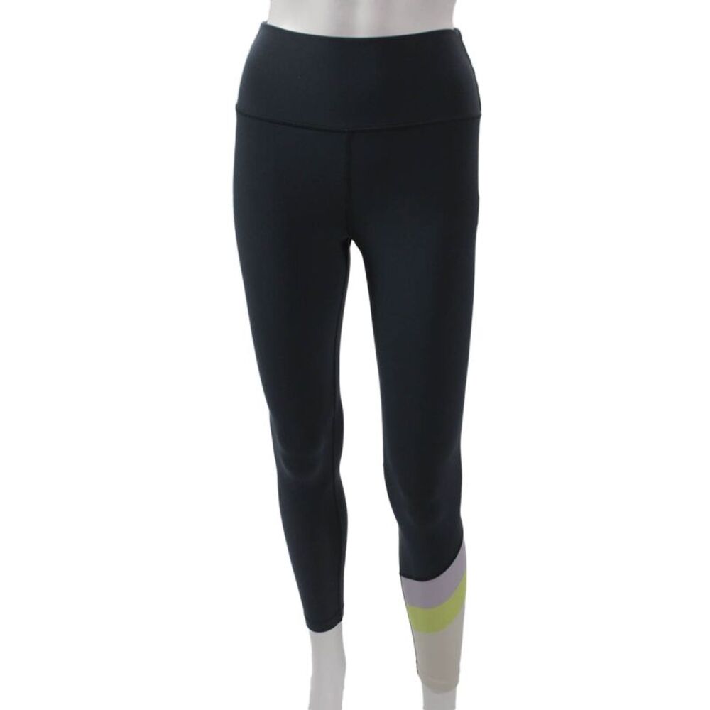 Peloton Womens Ankle Leggings Black Colorblock 71% Polyester 29% Spandex Size S